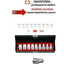 Rico 007-RC9010 9 Parça Torx Lokma Seti Takımı E Dişi 1/2 Dişi Lokma Seti Profesyonel