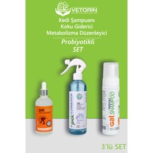 Vetorin Avantajlı 3’lü Kedi Bakım Seti | Probiyotikli Kedi Şampuanı 200 ml + Metabolizma Düzenleyici 100 ml + Koku Giderici 400 ml