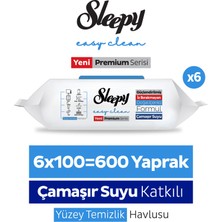 Sleepy Easy Clean Premium Çamaşır Suyu Katkılı Yüzey Temizlik Havlusu Mendili 6x100 (600 Yaprak)