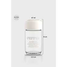 Renga Rita Pepper Yazılı 67 ml Bej Kapaklı Cam Tuzluk-Karabiberlik 122020