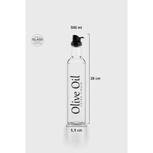 Renga Oslo Yazı Desenli 500 ml Siyah Kapaklı Cam Yağlık 152002