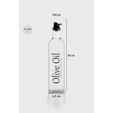 Renga Oslo Yazı Desenli 750 ml Siyah Kapaklı Cam Yağlık 152003