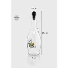 Renga Kibele Desenli 750 ml Siyah Kapaklı Cam Yağlık 152044