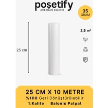 Poşetify 25 cm x 10 m Balonlu Naylon Patpat | 1. sınıf | 3 Katlı | 2,5 m2 | 35 gr/m² | Kalın Paketleme Rulosu
