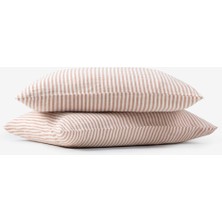 Barine Striped Serenity Çizgili Keten Karışımlı 2'li Yastık Karamel