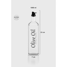 Renga Oslo Yazı Desenli 1000 ml Siyah Kapaklı Cam Yağlık 152064