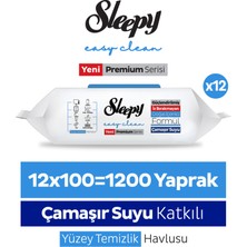 Sleepy Easy Clean Premium Çamaşır Suyu Katkılı Yüzey Temizlik Havlusu Mendili 12x100 (1200 Yaprak)