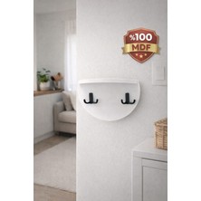 Mobilyacın 2 Askılıklı Duvar Rafı -Anahtarlık-Yarım Bölmeli