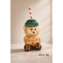 Karawent Home Trend Cam Barista Tedy Bardak Pipetli Ayıcıklı Bardak 550 ml Krw-12