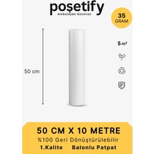 Poşetify 50 cm x 10 m Balonlu Naylon Patpat | 1. sınıf | 3 Katlı | 5 m2 | 35 gr/m² | Kalın Paketleme Rulosu