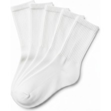 Lykos Kadın Beyaz Pamuklu Soket Boy Çorap 5’li Paket