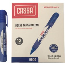 Cassa 12 Adet Beyaz Tahta Kalemi 350 Metre Yazı Uzunluğu ile Kolayca Silinebilir Mavi Renk
