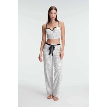 İlk El Grup Ieg™ Fantezi Bralet Sütyen Pamuklu Puantiye Desenli Desteksiz Dantel Detaylı Pijama Takımı