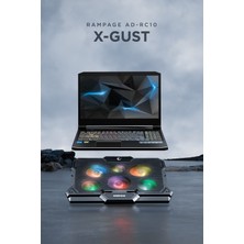 Rampage AD-RC10 X-Gust Siyah 6 Fanlı Rainbow Işıklandırmalı Notebook Soğutucu Stand