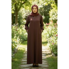 Bnz Tekstil Aerobin Kumaş Tesettür Cepli Ferace - Günlük Rahat Kesim Uzun Kap