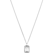 Gümüş Kaplama Çelik Beyaz Zirkon Taşlı Kolye