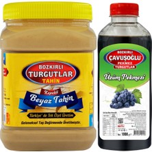 Bozkırlı Turgutlar Beyaz Tek Kavrulmuş Özel Üretim Kepekli Bozkır Tahini 930 gr + Üzüm Pekmezi 1 kg