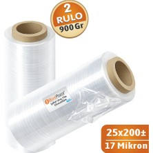 BantPazar Şeffaf Streç Film 2 Adet – 900 gr | 25 cm x 200± mt | 17 Mikron | Ambalaj Sarma