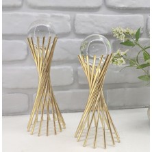 Hype Store Gold Kaplama Metal 2'li Set Salon Burgu Model Kristal Cam Toplu Aksesuar Dekorasyon Biblo Obje