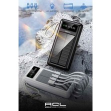 Aydogans Pw59 Güneş Enerjili Solar 10.000 Mah 4lü Kablolu Led Ekran Fenerli Yeni Nesil Powerban