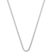 Gümüş Kaplama Çelik Curb Zincir Kolye