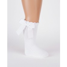 Bebeva Baby Kız Bebek Büyük Fiyonk Aksesuarlı Fitilli Premium Dizaltı Çorap