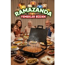 Milan Elektrikli Lahmacun Bazlama Makinesi Grill, Elektrikli Izgara, Kebap, Balık, XL (Klasik Model Tepsisiz)