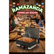 Milan Elektrikli Lahmacun Bazlama Makinesi Grill, Elektrikli Izgara, Kebap, Balık, Tost Makinesi Tepsili Model (23x35 cm)