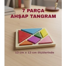 Direkstoktan Ahşap Renkli Zeka Tangram – 7 Parçalı Eğitici Puzzle Seti 13CMX13CM