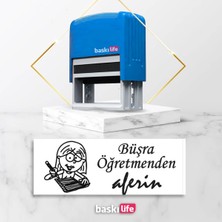 Baskı Life Aferin Öğretmen Kaşesi  Kitap Mührü Kitap Damgası Kişiye Özel Kaşe 624