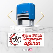 Baskı Life Aferin Öğretmen Kaşesi   Kitap Mührü Kitap Damgası Kişiye Özel Kaşe 639
