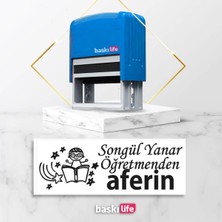 Baskı Life Öğretmen Hediye Kaşe Aferin  Kaşe  Kitap Mührü Kitap Damgası Kişiye Özel Kaşe 613