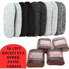 Özgürce Renkli Keçe Eva Bebek Çocuk Patik Tabanı, 10 Çift, 2 Katmanlı, Hazır Delikli
