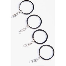 Orhan Çanta 10 Adet Zincirli Yassı Anahtarlık Halkası - 25 mm Nikel Kaplama Gümüş Renk Anahtarlık Aparatı