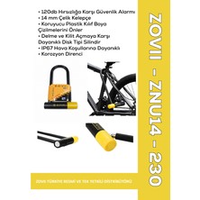 ZOVII Zovıı ZNU14-230| Sarı 120 Db Alarmlı Motosiklet U Kilidi - 14 mm Çelik, Korozyon Dirençli, IP67