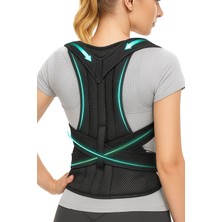 Özgürce Dik Duruş Çift Balenli Sırt Korsesi, Bel Destekleyici Unisex Siyah