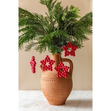 Emtory Home 5 Adet 7 cm Ahşap Boncuklu Yıldız Nar Çiçeği Süs Parti ve Dekorasyon İçin