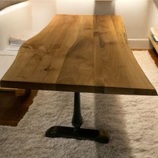 Mobilyacın Cafe Masa Ahşap Kütük Masa Damla Ayak 140X70