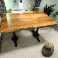Mobilyacın Cafe Masa Ahşap Kütük Masa Aslan Ayak 140X70