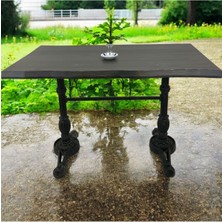 Mobilyacın Cafe Masa Köknar Kütük Masa Siyah Aslan Ayak 200X100