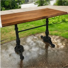 Mobilyacın Cafe Masa Köknar Kütük Masa Ceviz Aslan Ayak 120X70