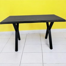 Mobilyacın Cafe Masa Siyah Köknar Kütük Masa x Ayak Siyah 120X70