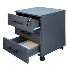 Sempre 3 Raylı Çekmeceli Ofis Keson – 4 Tekerlekli, Merkezi Kilitli Mobil Dosya Dolabı