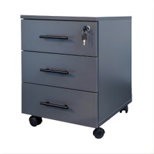 Sempre 3 Raylı Çekmeceli Ofis Keson – 4 Tekerlekli, Merkezi Kilitli Mobil Dosya Dolabı