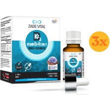 Zade Vital Vitamin D3+K2 1000 Iu Damla 20 ml - 3 Adet (60 Ml)