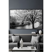 Safir Design Minimalist Siyah Beyaz Manzara Tasarımlı Dekoratif Çerçeveli Tablo
