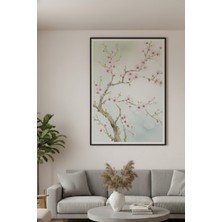 Safir Design Zen Stilinde Soft Renkli Kiraz Çiçeği Temalı Çerçeveli Tablo