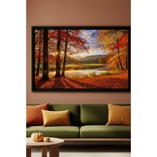 Safir Design Altın Sonbahar ve Gün Batımı Manzaralı Panoramik Çerçeveli Tablo