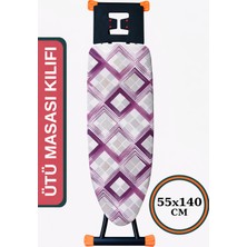 Asev Home Ütü Masası Kılıfı Büyük Boy Ipli Stoperli Keçeli Kılıfı Örtüsü Bezi 55X140CM Karosi Leylak