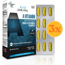 Zade Vital A Vitamini 30 Kapsül - 3 Adet (90 Kapsül) - Dezenfektan Hediyeli (%72 Alkol)